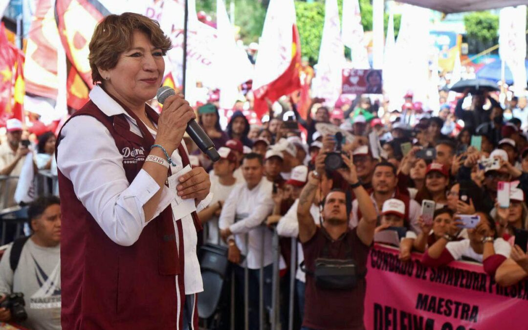 Delfina Gómez logra 100 municipios visitados; “escritorio no, territorio sí”.